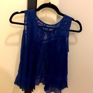 Free People Lace Royal Blue Top